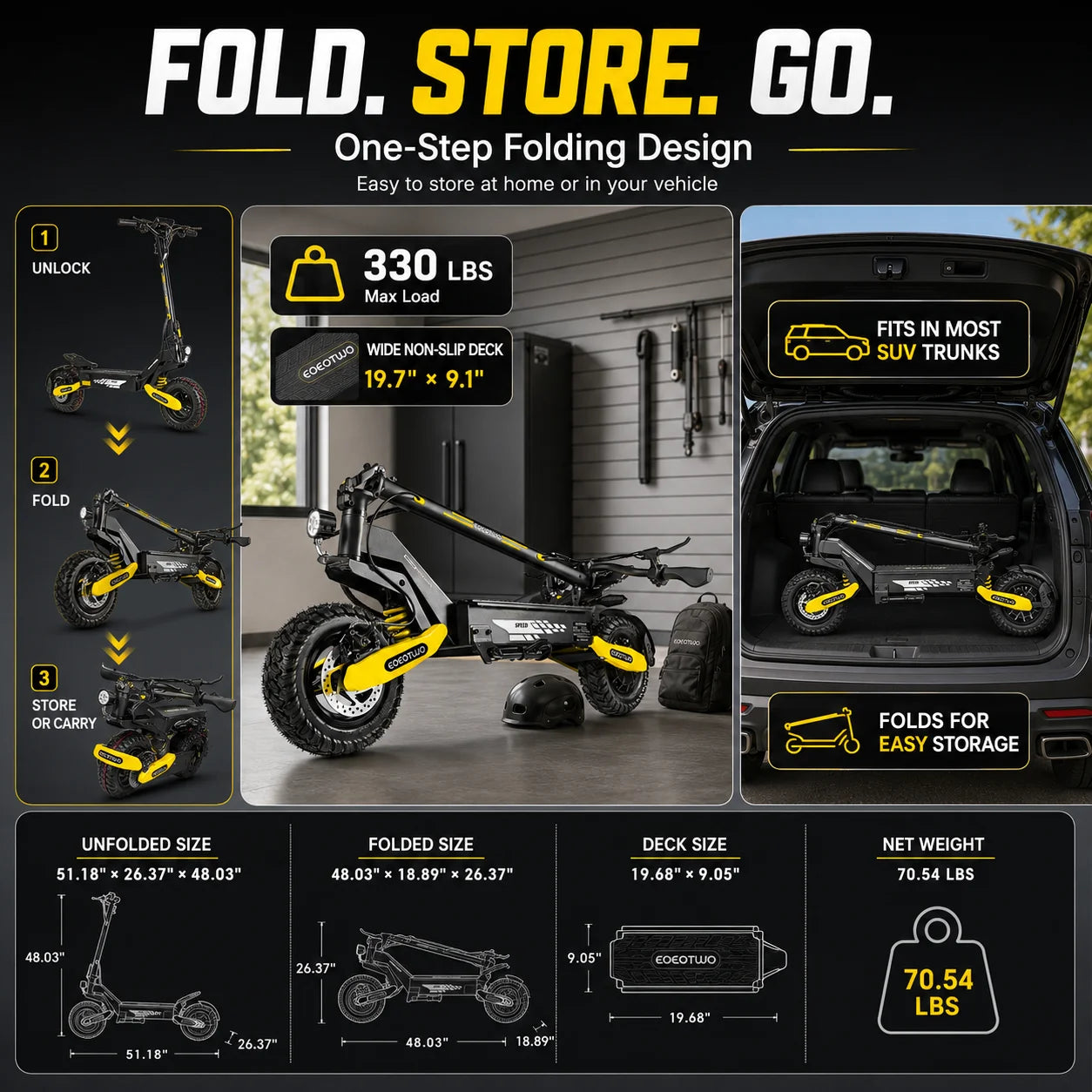 EOEOTWO™ 1200W Off-Road Electric Scooter – 28-31 MPH Long Range