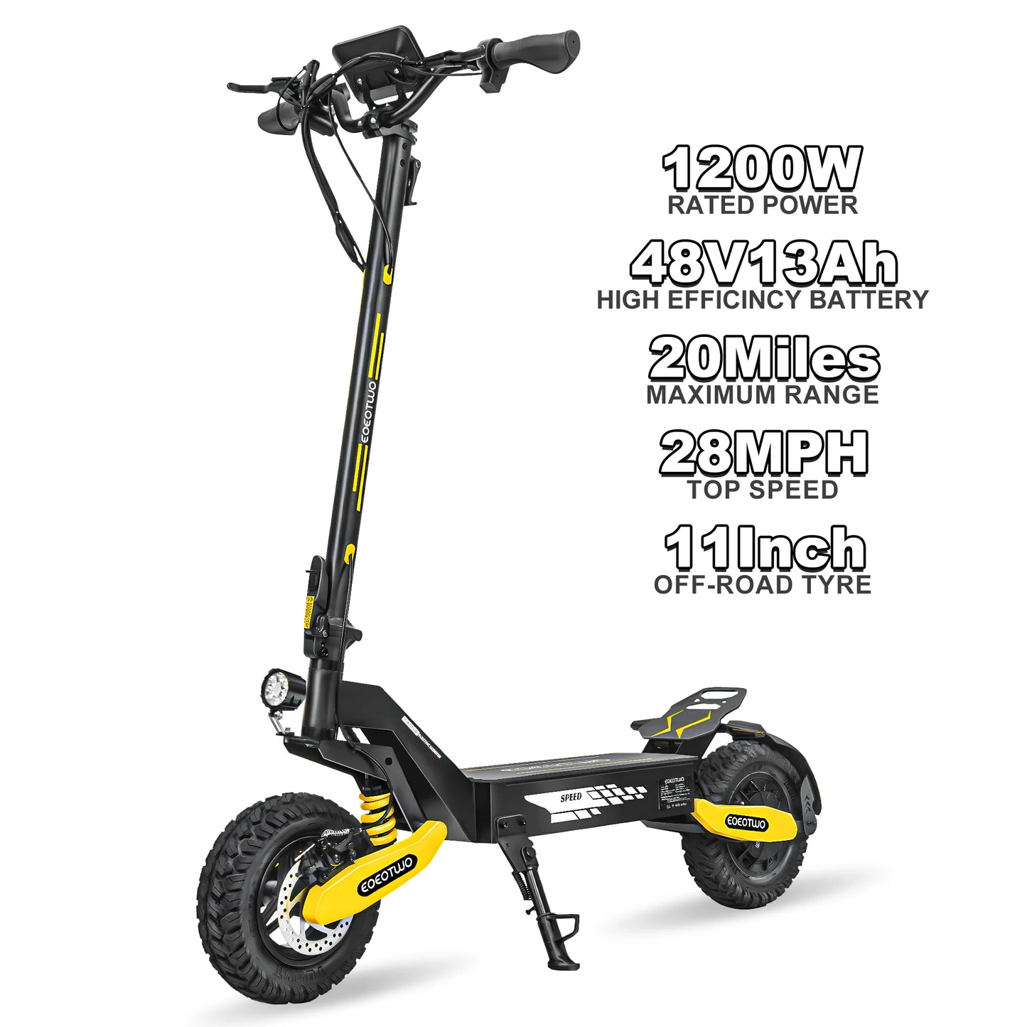 EOEOTWO™ 1200W Off-Road Electric Scooter – 28-31 MPH Long Range