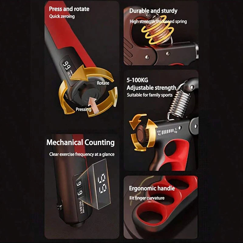 SteelFlex™ Adjustable Grip Trainer – 11–220 lbs Hand Strength Builder