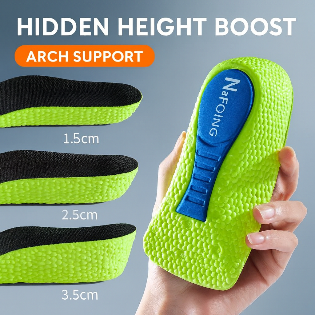 Height Boost Memory Foam Insoles | Arch Support & Orthopedic Comfort