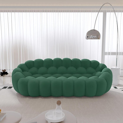 Bubble Couch, 98.43'' Modern 3-Seater Lazy Floor Couch, Memory Foam Bubble round Sofa 3D Honeycomb Shape Curved Sofas for Living Room, Office, Apartment (Green)