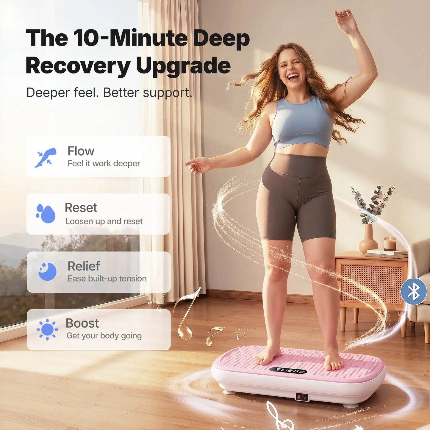 Merach High-Power Vibration Plate Exercise Machine,440Lbs Weight Capacity, Bluetooth Remote Control, 4 Workout Modes for Home Gym Fitness Equipment Backtoschool