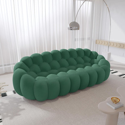 Bubble Couch, 98.43'' Modern 3-Seater Lazy Floor Couch, Memory Foam Bubble round Sofa 3D Honeycomb Shape Curved Sofas for Living Room, Office, Apartment (Green)
