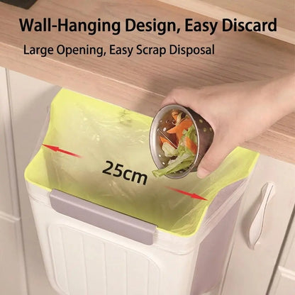 Collapsible Hanging Kitchen Trash Can Foldable Trash Can Cabinet Hanging Garbage Small and Convenient Countertop Rubbish Bin Kitchen Bathroom Accessories Home(11L )