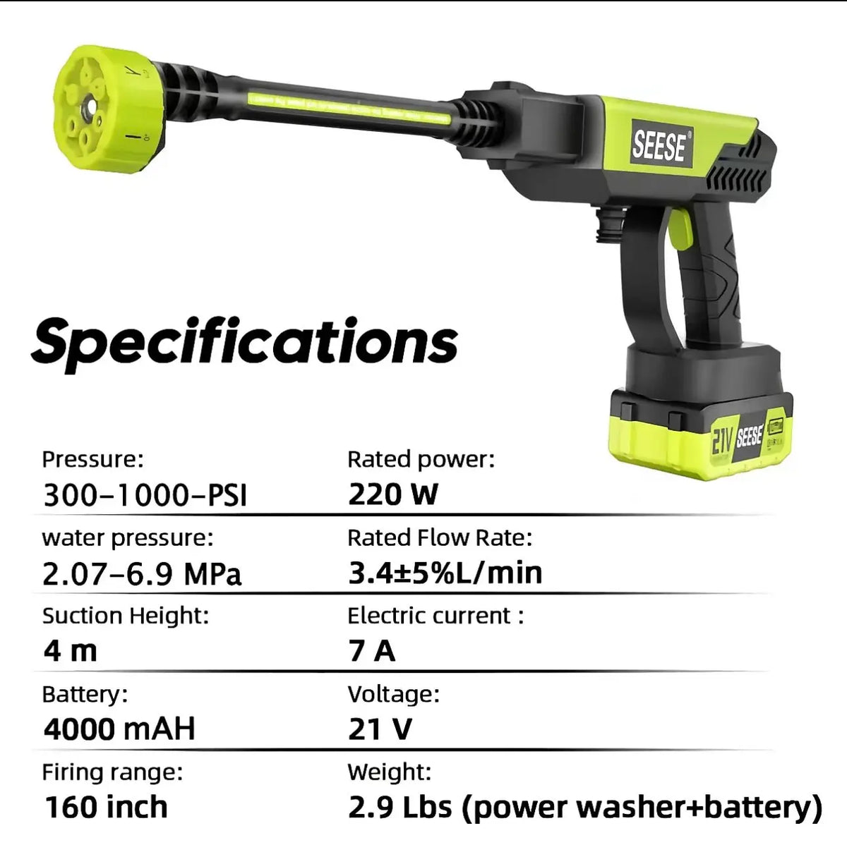 SEESE Cordless Pressure Washer