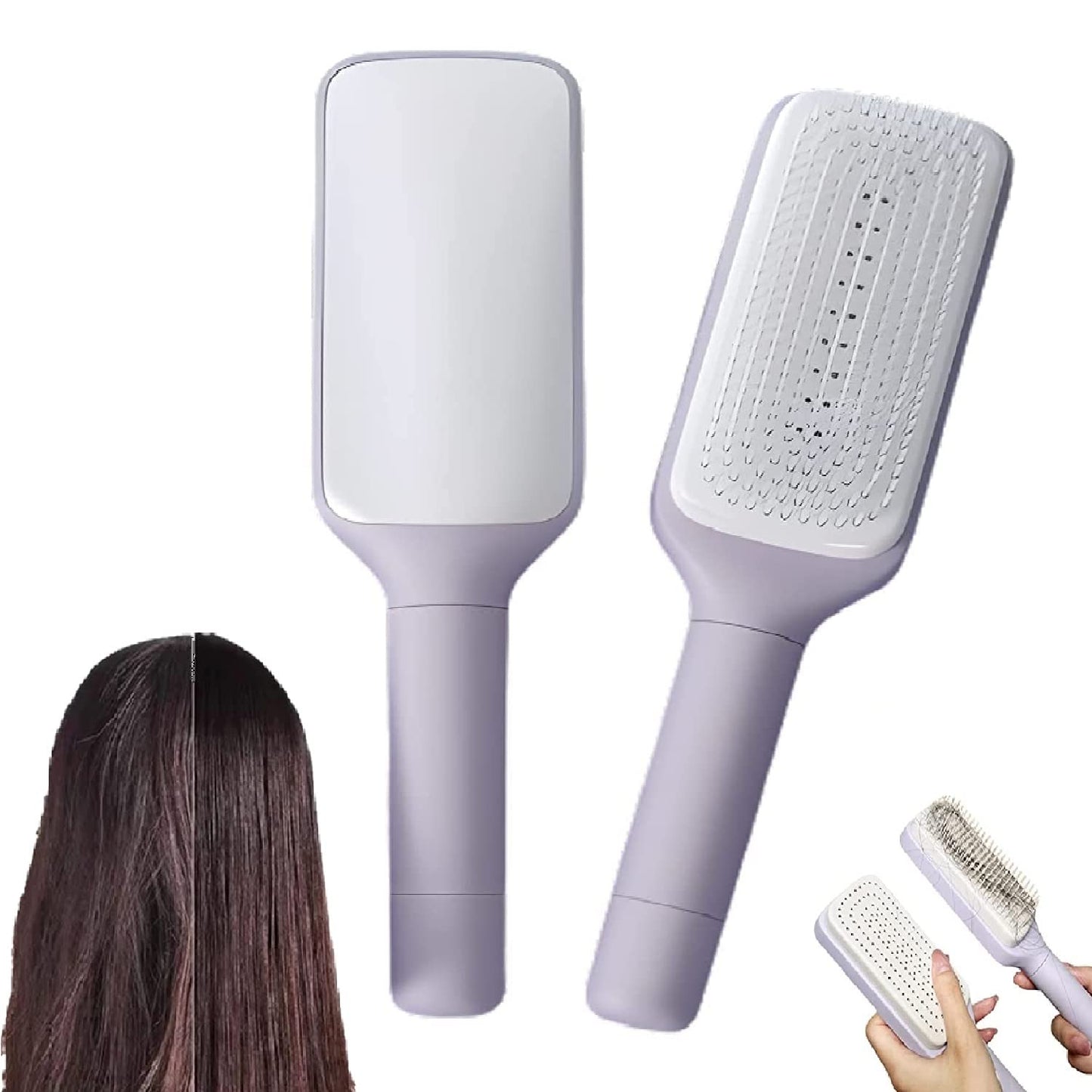 Revolutionary 4-in-1 Self-Cleaning Hair Brush - Anti-Static Massage Comb with Scalable Rotating Design