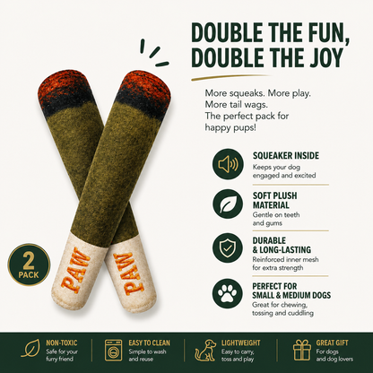 PuffPup™ Squeaky Plush Dog Toy