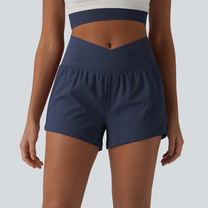 Halara Softlyzero™ Airy Crossover High Waisted 2-In-1 Cool Touch Yoga Shorts with Pockets