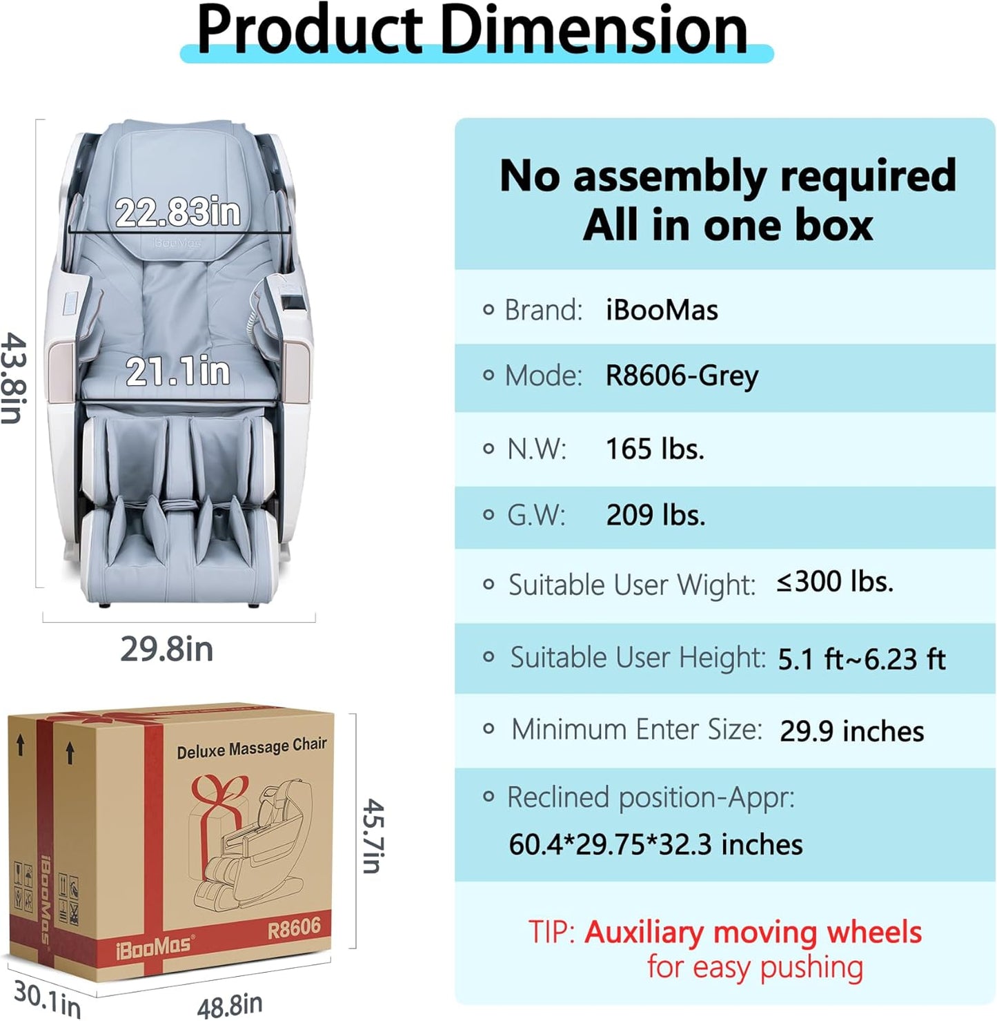 R8606 Massage Chair Full Body with AI Voice,53.15" SL Track Zero Gravity Massage Chairs with Auto Extendable Footrest,12 Modes,Heating,Foot Roller,App Control,Pet-Scratch Resistant Shell