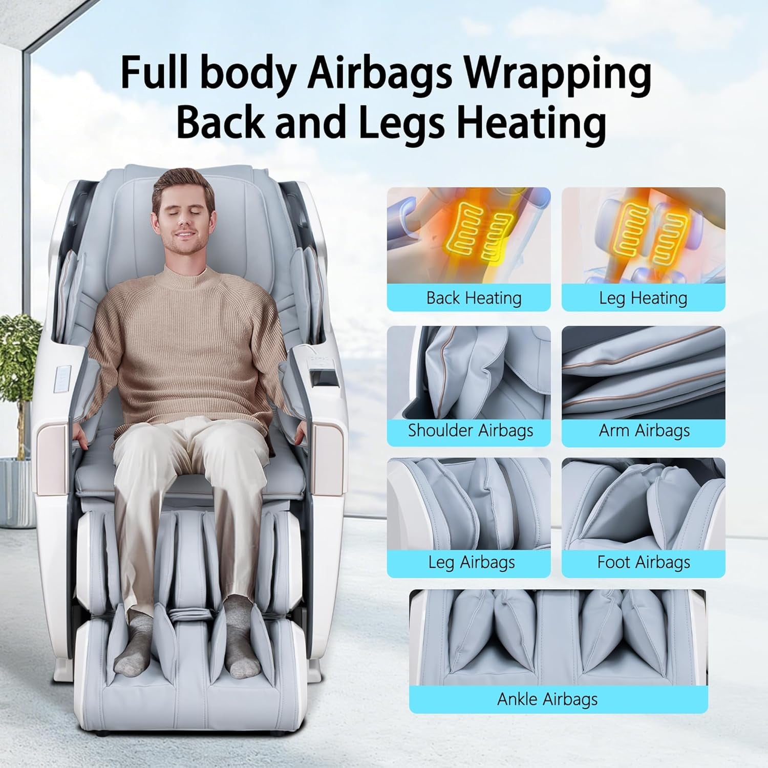 R8606 Massage Chair Full Body with AI Voice,53.15" SL Track Zero Gravity Massage Chairs with Auto Extendable Footrest,12 Modes,Heating,Foot Roller,App Control,Pet-Scratch Resistant Shell