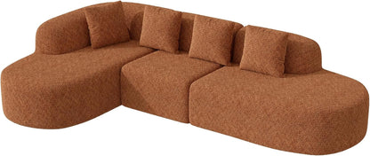 114 Inch Boneless Couches for Living Room,Modern Modular Sectional Sofa with Chaise,L-Shape Cloud Sectional Couch,No Assembly Required,Brown