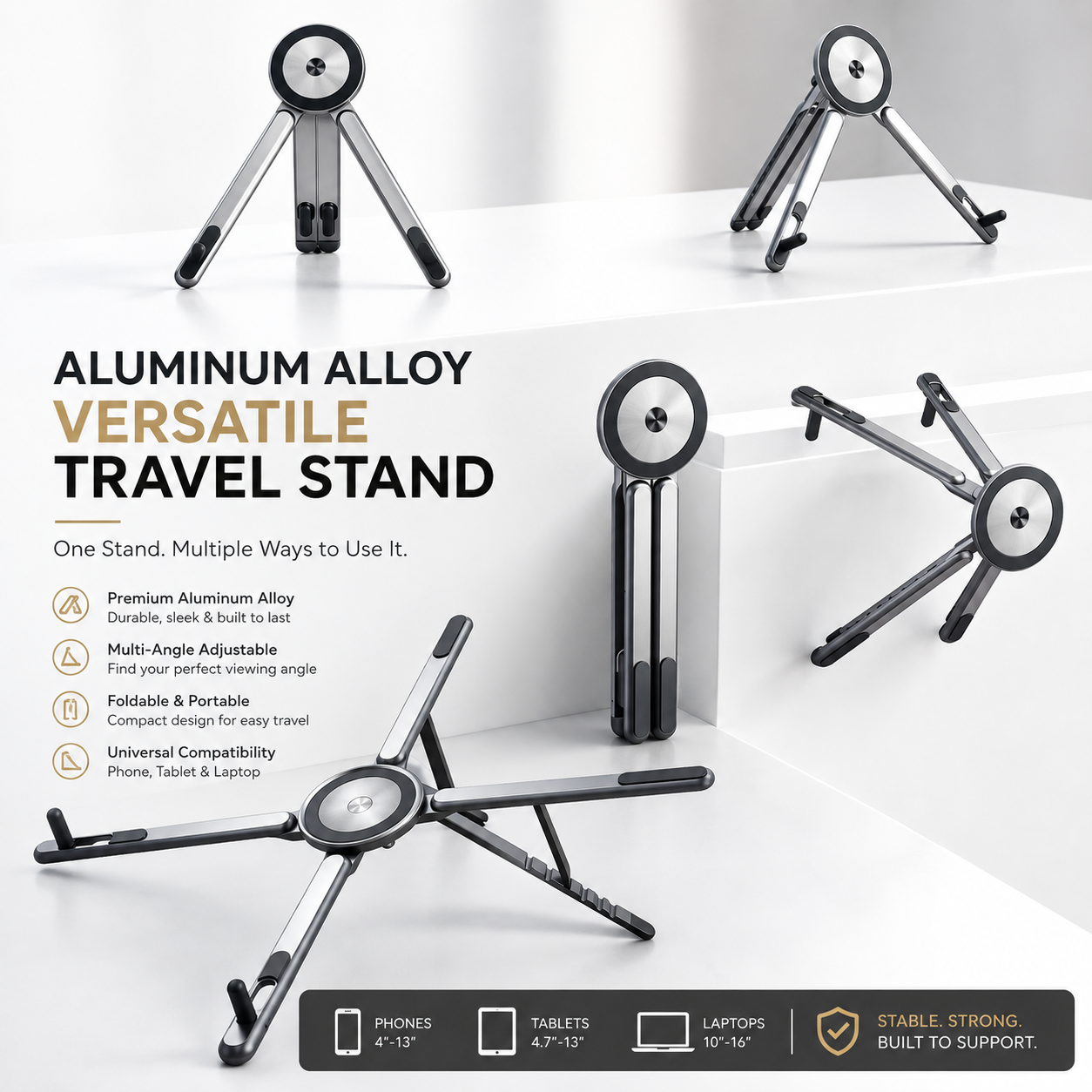 Portable Laptop Stand – Foldable Magnetic Metal Stand