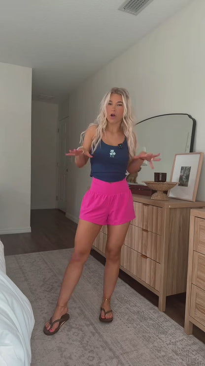 Crossover High-Waisted 2-in-1 Yoga Shorts with Pockets