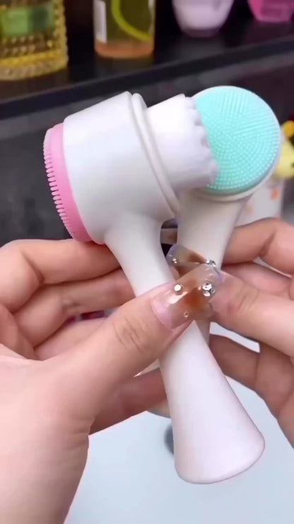 GlowDuo™ Double-Sided Facial Cleansing Brush – Deep Clean, Gentle Exfoliation & Relaxing Massage