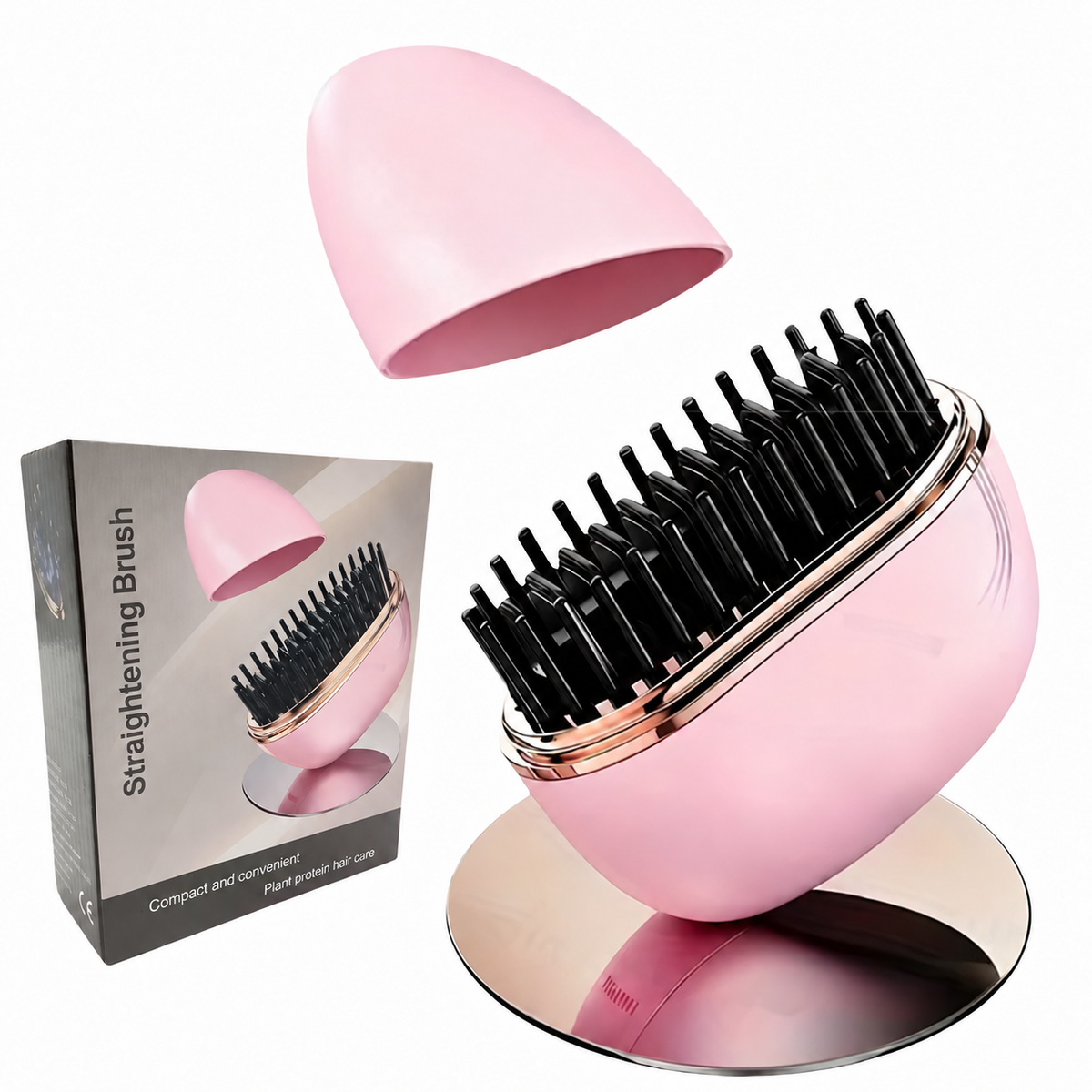 SleekPod Blush Pink cordless straightening brush with matching packaging